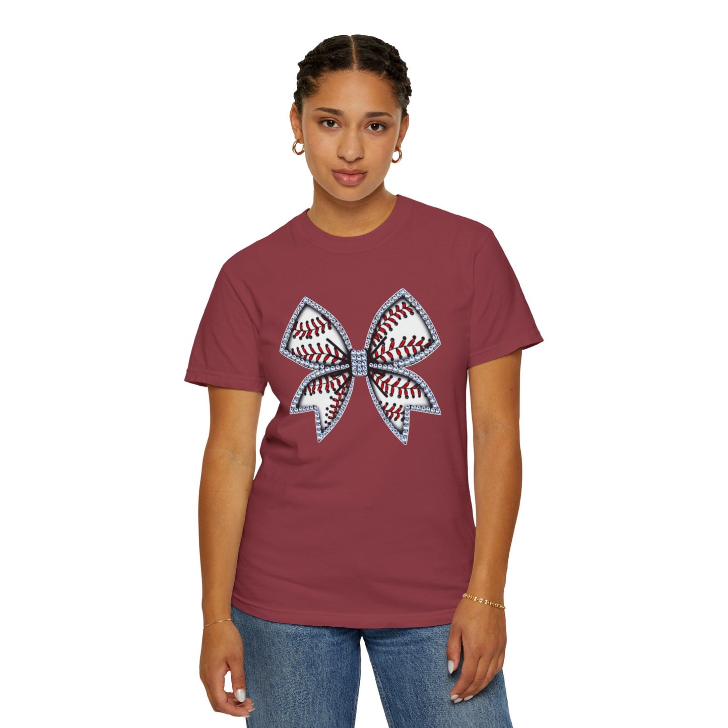 Rhinestone Baseball Bow T-Shirt