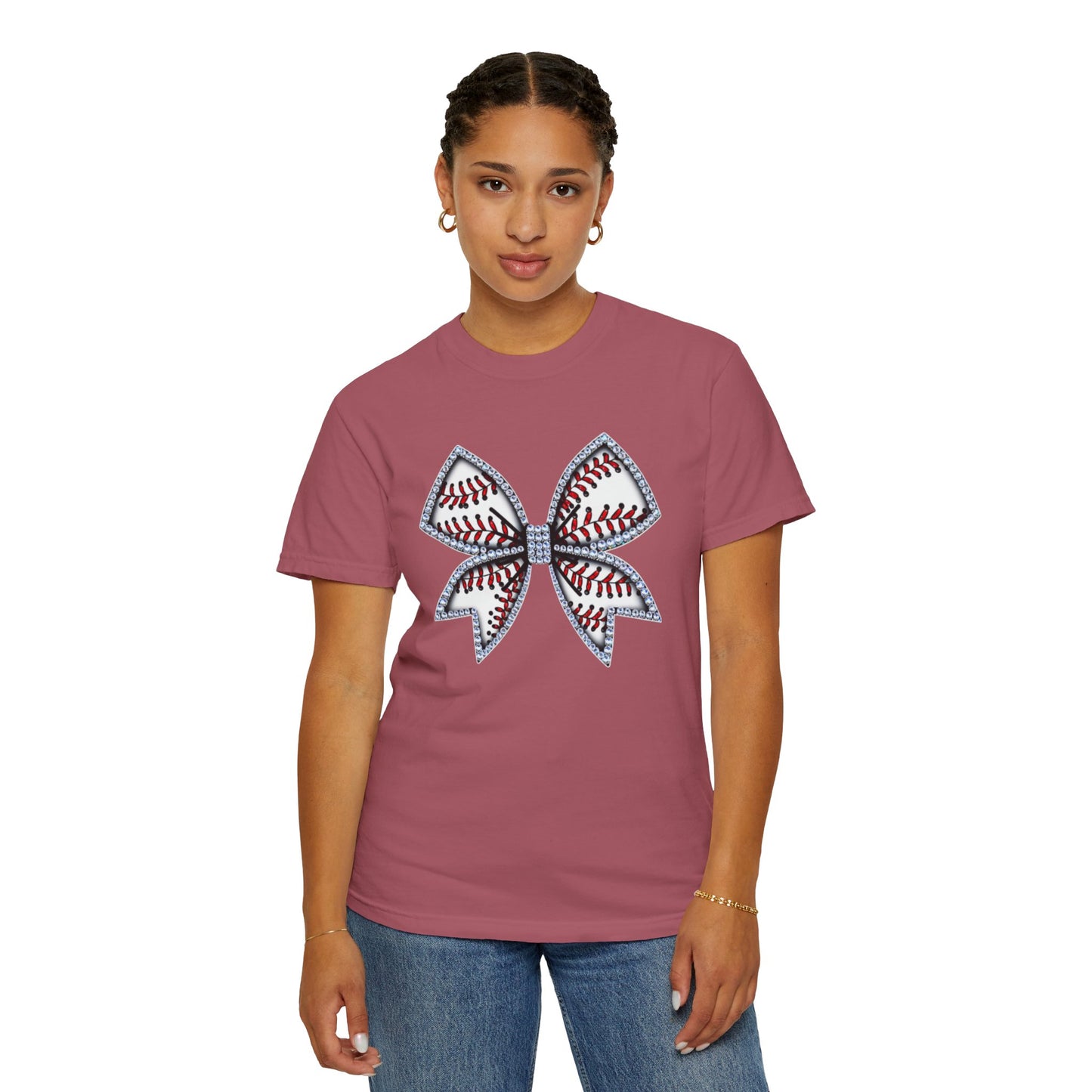 Rhinestone Baseball Bow T-Shirt