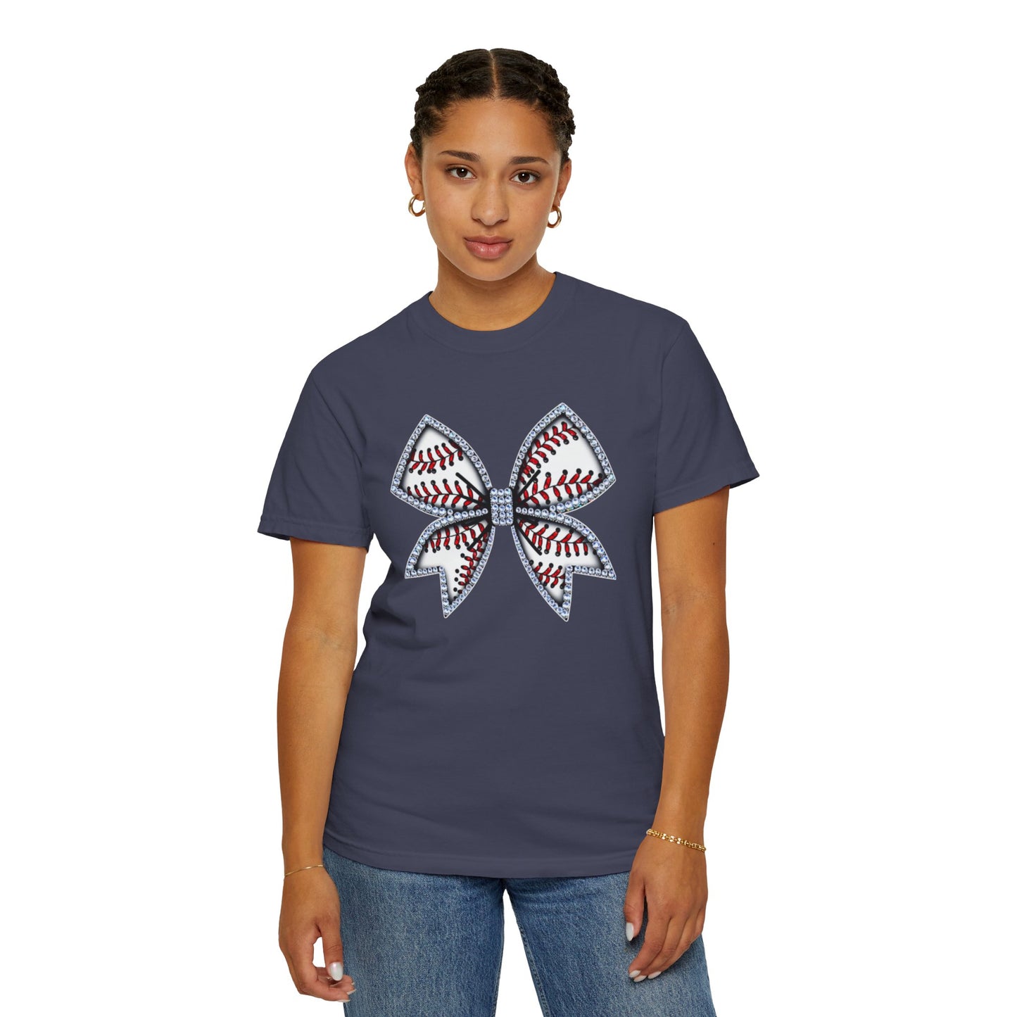 Rhinestone Baseball Bow T-Shirt