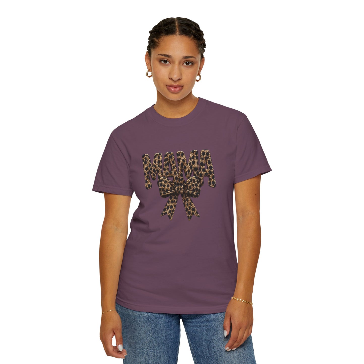Mama Faux Quilted Cheetah Comfort Colors T-shirt