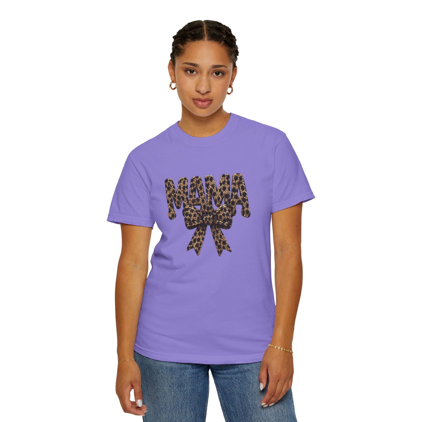 Mama Faux Quilted Cheetah Comfort Colors T-shirt