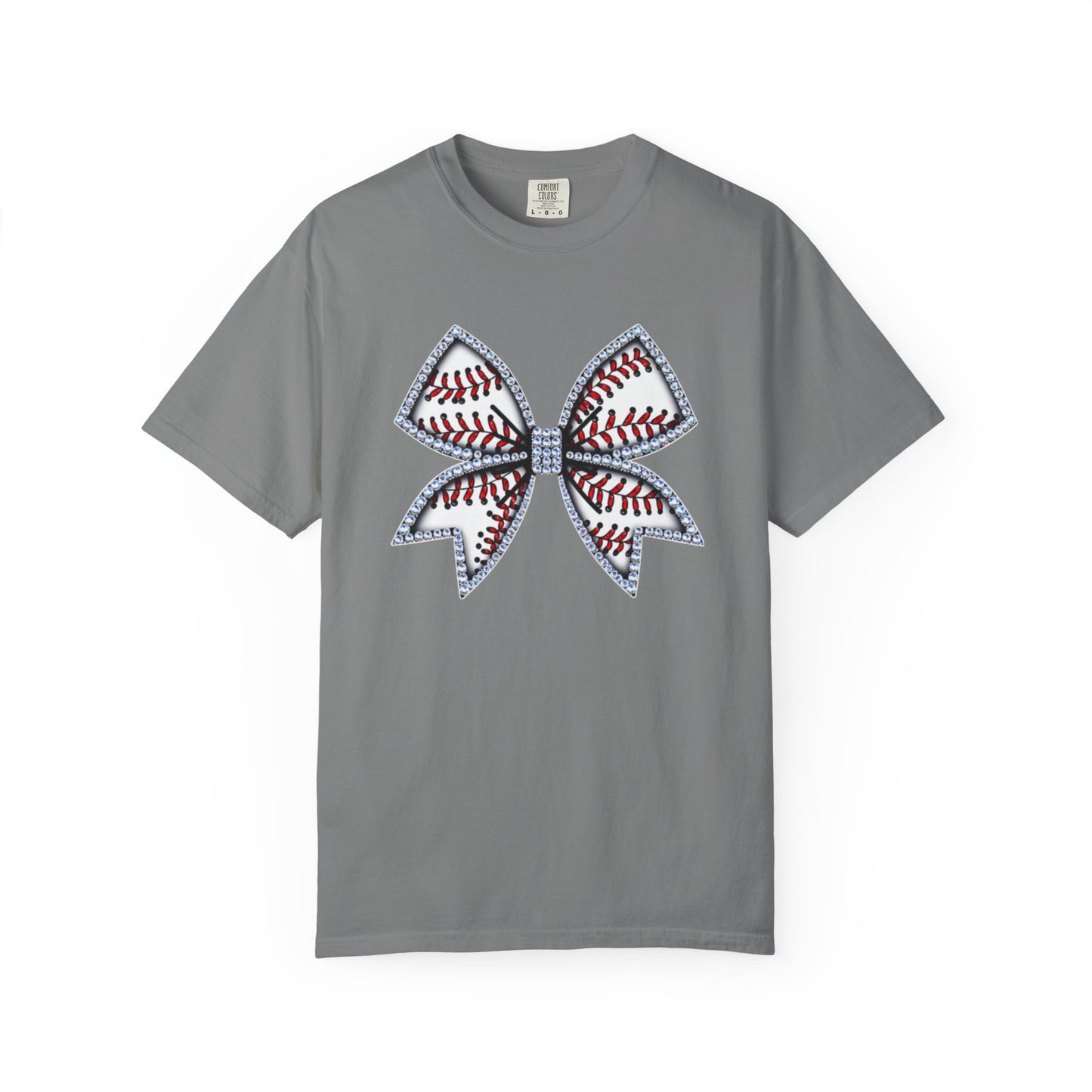 Rhinestone Baseball Bow Comfort Colors T-Shirt