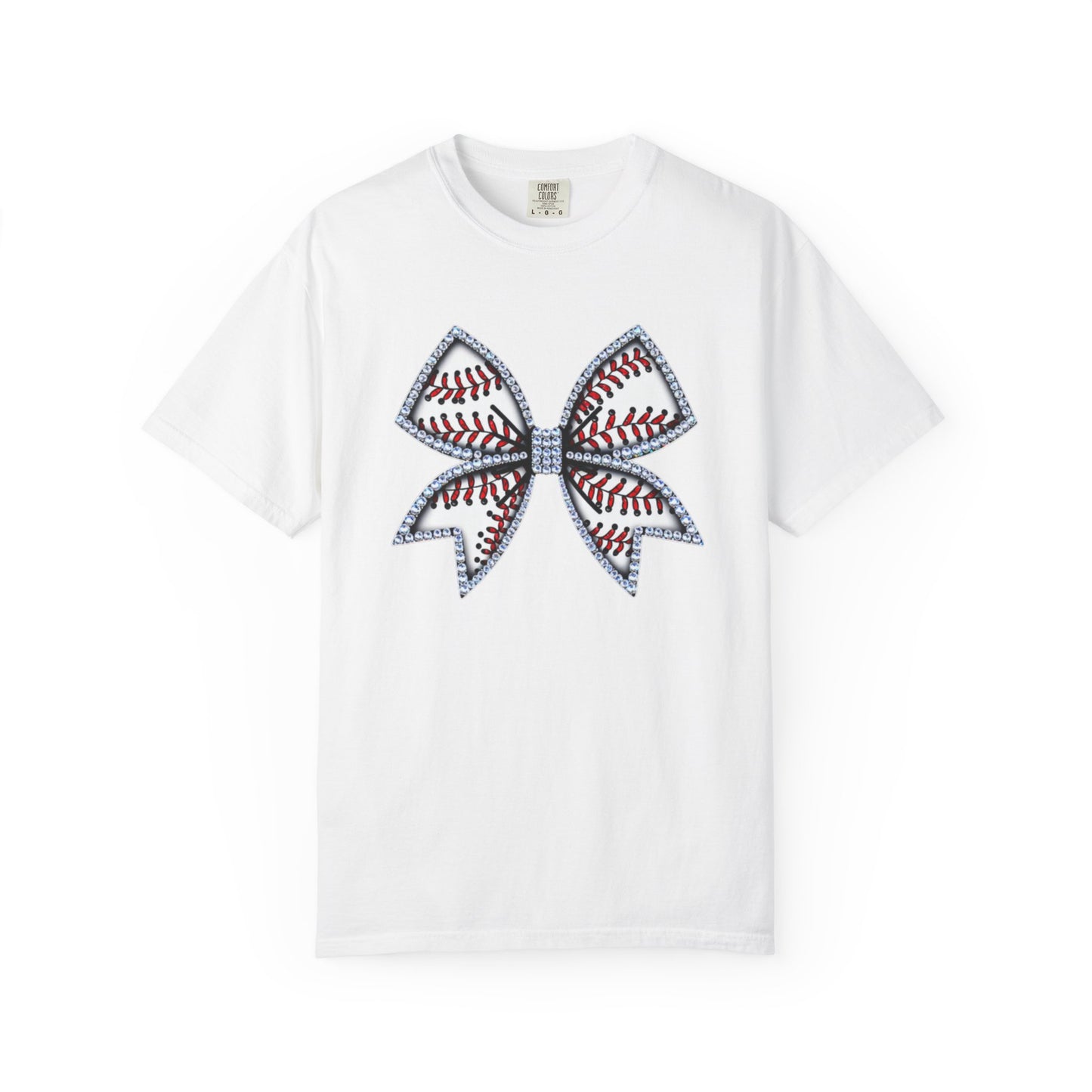 Rhinestone Baseball Bow Comfort Colors T-Shirt
