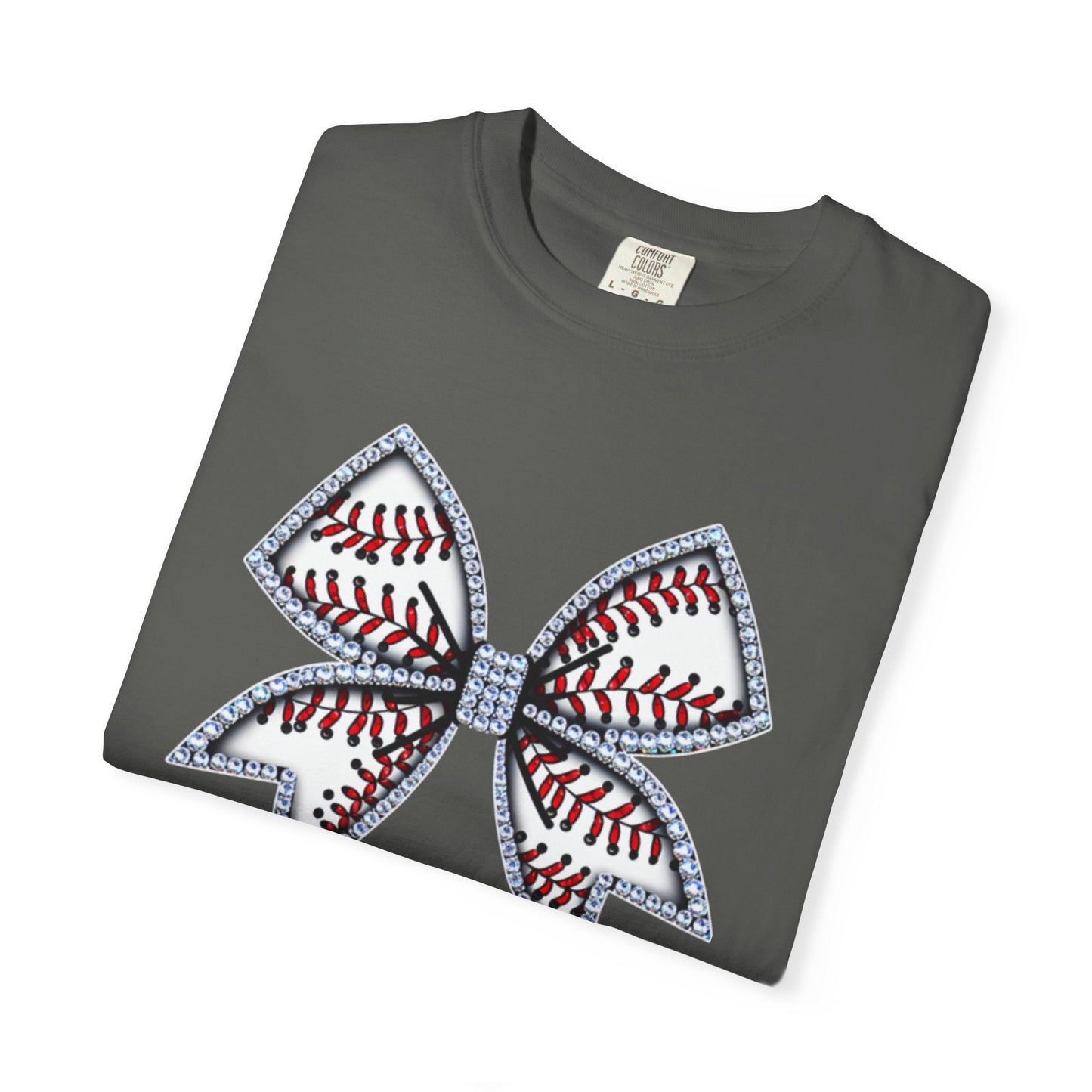 Rhinestone Baseball Bow Comfort Colors T-Shirt
