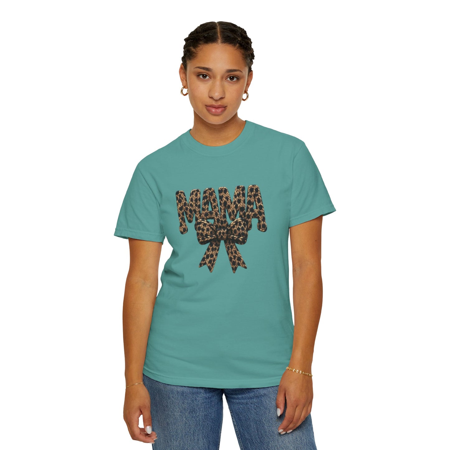 Mama Faux Quilted Cheetah Comfort Colors T-shirt