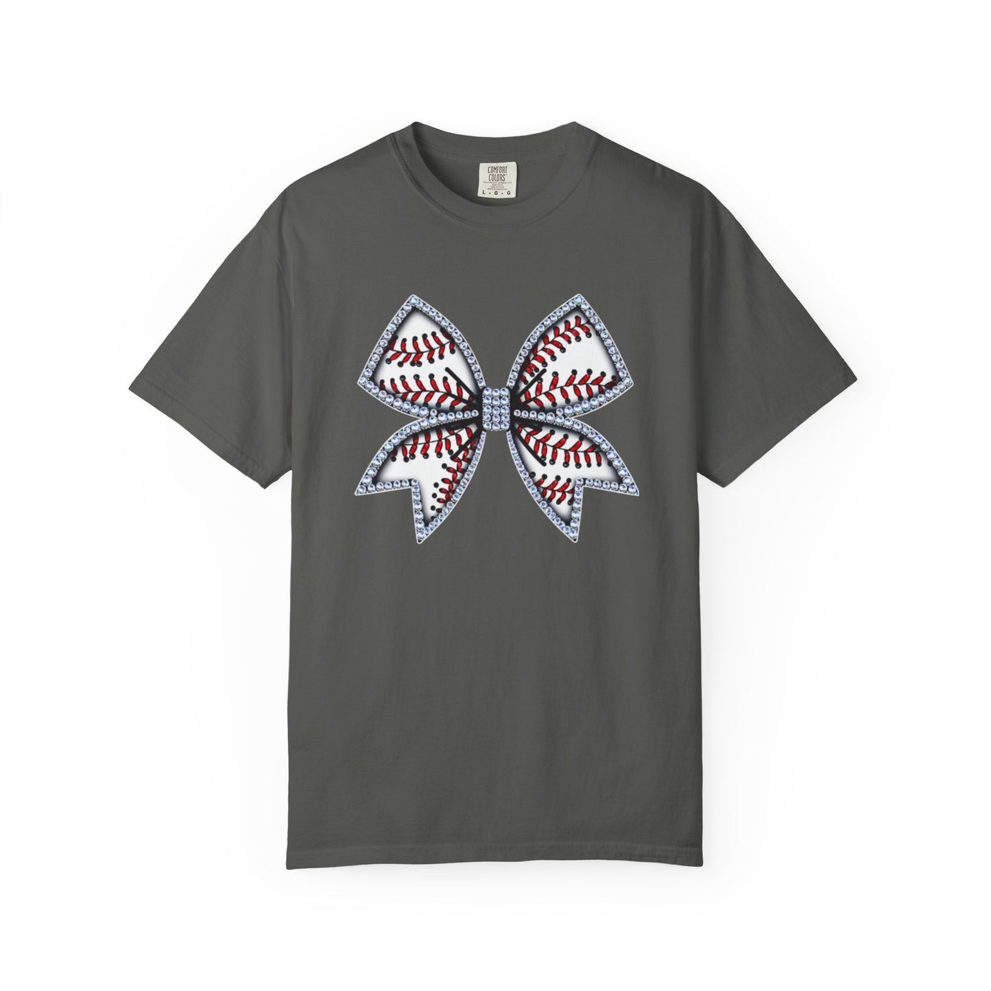 Rhinestone Baseball Bow Comfort Colors T-Shirt