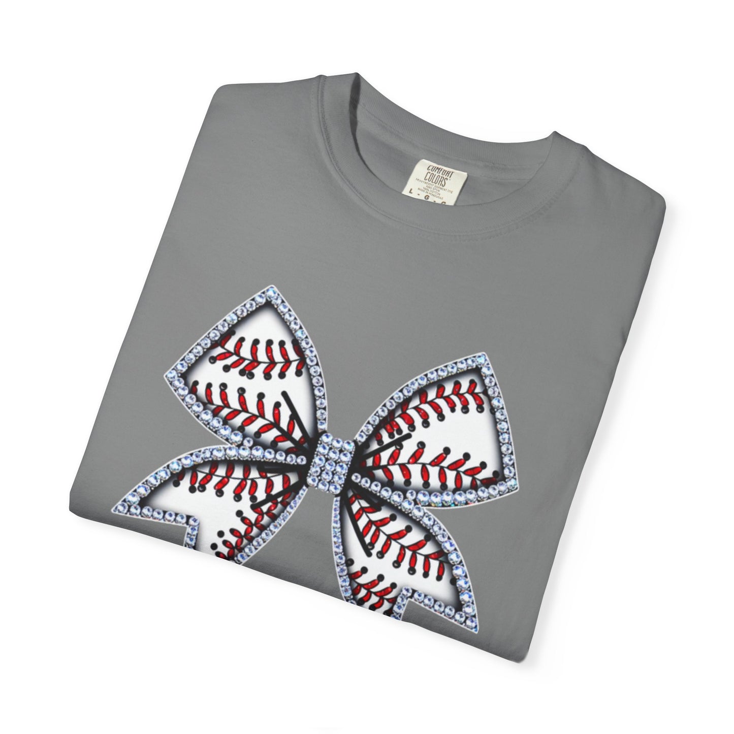 Rhinestone Baseball Bow Comfort Colors T-Shirt