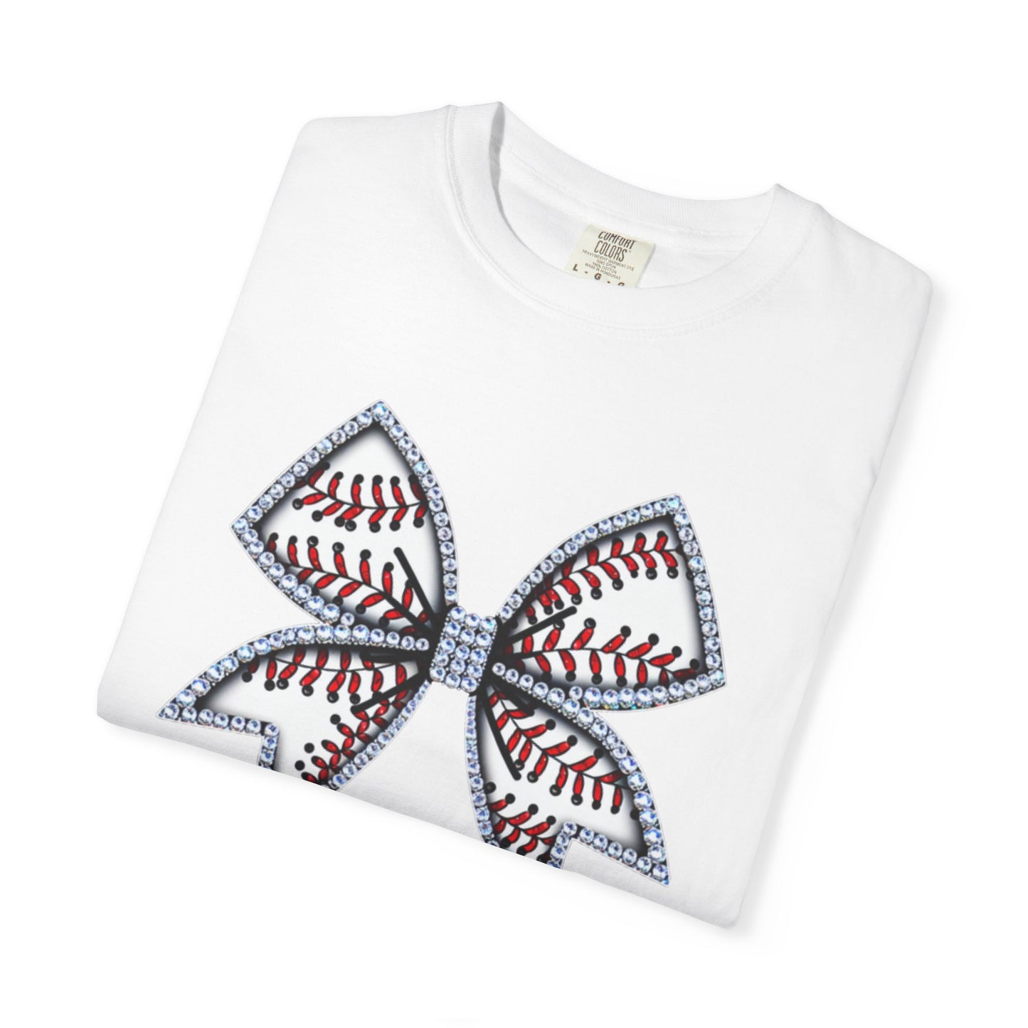 Rhinestone Baseball Bow Comfort Colors T-Shirt