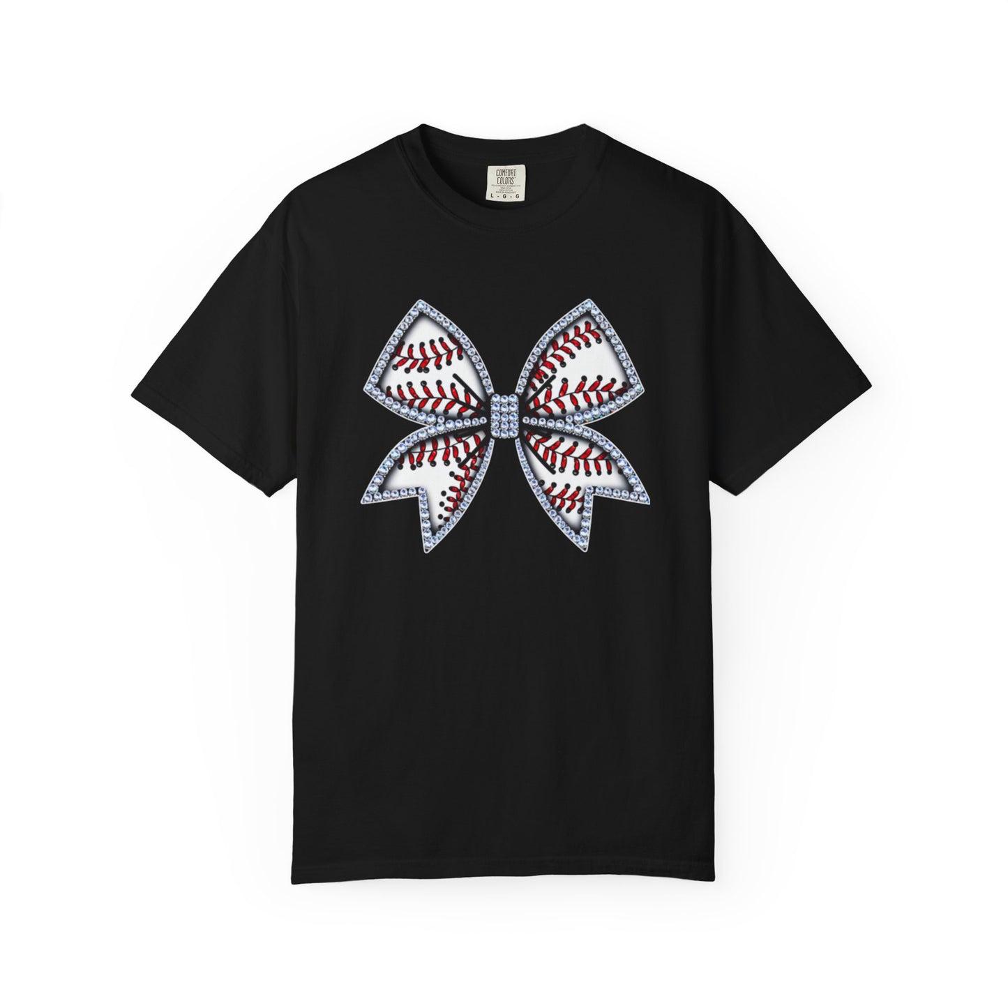 Rhinestone Baseball Bow Comfort Colors T-Shirt